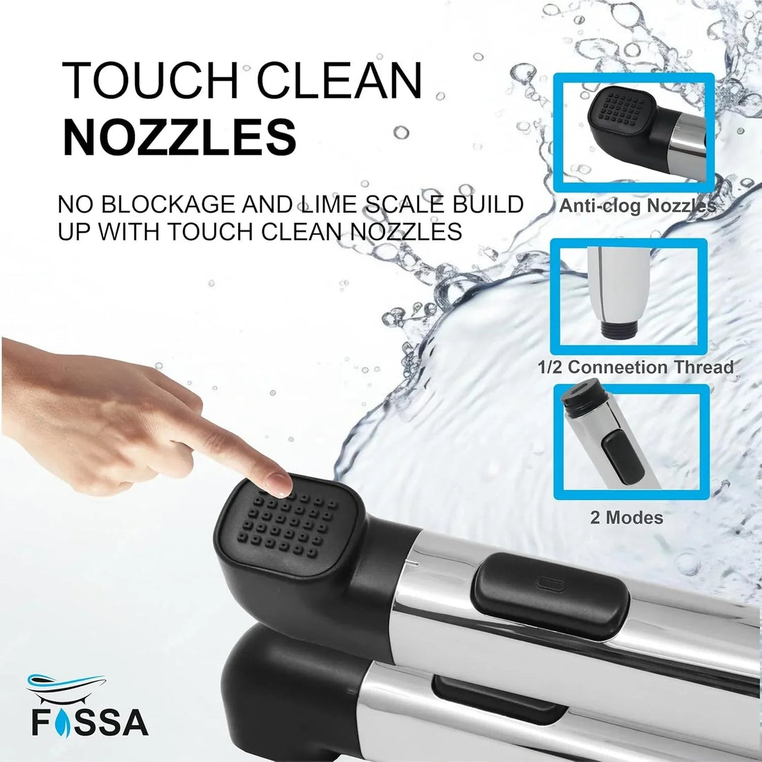 Krave Black ABS Dual Function Health Faucet with 1 Meter 304-Grade SS Hose Pipe & Hook